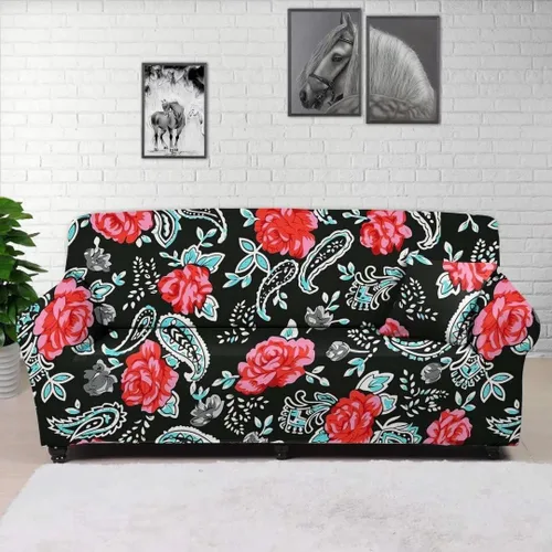 Miniatura 2 de GOSTONG Funda de sofá con estampado de vaca marrón, lavable, protector de muebles con parte inferior elástica antideslizante, funda de sofá suave