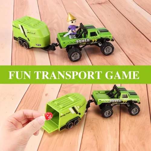 Miniatura 6 de Camión Mini RC hehred, Camión de Control Remoto de Monstruo a Escala 1:64 con Luces, Camión RC de 2.4Ghz con Control Remoto y Remolque, Velocidad