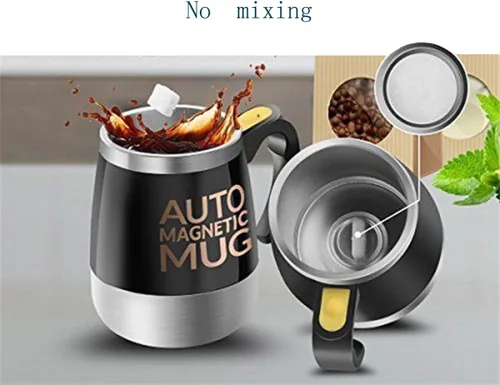 Miniatura 3 de Mengshen Taza de café autoagitadora/mezcla magnética automática del té de chocolate caliente de la proteína del cacao 13.5 fl oz, A006M negro, Taza