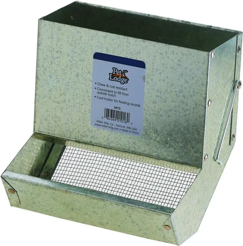 Miniatura 3 de Pet Lodge® Comedero de acero para animales pequeños con tapa, comedero para conejos, capacidad para varios días, 5 pulgadas