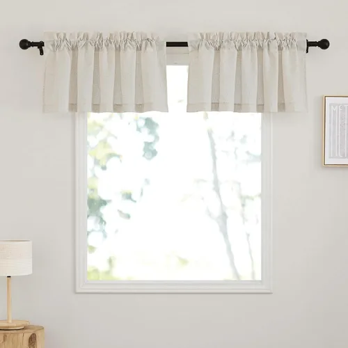 Miniatura 41 de RYB HOME - Cortinas de lino natural de 36 pulgadas de largo, juego de 2 paneles - Cortinas tejidas de lino suaves y transpirables, cortinas ligeras
