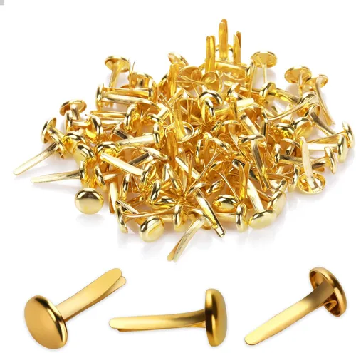 100 piezas de sujetadores de papel de latón, sujetadores redondos, mini clavos de metal para niños, manualidades, manualidades, proyecto escolar,