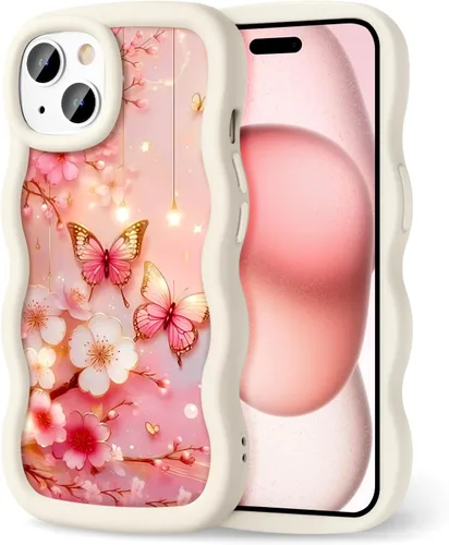Miniatura 31 de Compatible con iPhone SE/8/7 Funda para Mujeres y Niñas, Marco Ondulado Rizado con Patrón Lindo, Estética Delgada Suave Silicona TPU Parachoques