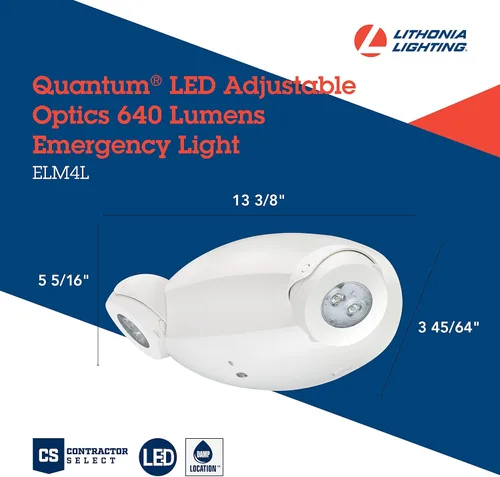 Miniatura 5 de Lithonia Lighting Quantum - Luz de emergencia, luces de emergencia LED comerciales contemporáneas con 2 cabezales de lámpara compatibles, montaje