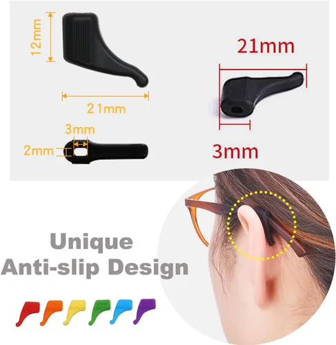 Miniatura 2 de SAIGO Ganchos antideslizantes para las orejas, retenedores de lentes de silicona para lentes de sol, 10 pares Negro