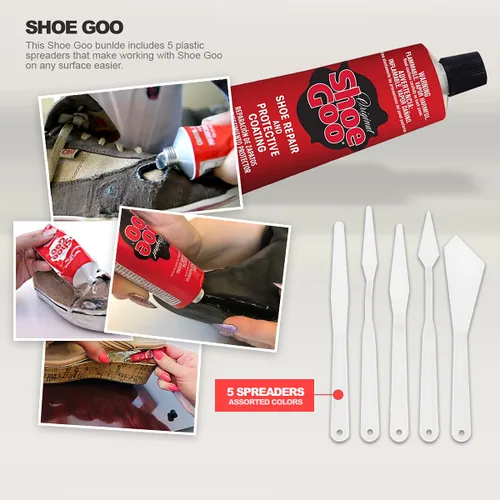 Miniatura 5 de Adhesivo de reparación Black Shoe Goo para fijar zapatos o botas desgastados, negro, 3.7 onzas (3.7 fl oz), 4 puntas aplicadoras de punta de corte