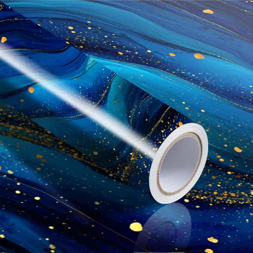 Miniatura 21 de Nuxovilar Papel Tapiz de Mármol Galaxia Azul Oscuro con Textura Despegar y Pegar, 15.75"x39.37", Papel de Contacto Autoadhesivo, Patrón Cósmico Tipo