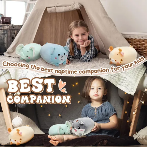 Miniatura 2 de Leitee 4 piezas de animales de peluche a granel de 8 pulgadas, lindos juguetes de peluche para niños y niñas, caja de regalo de cumpleaños, juguetes