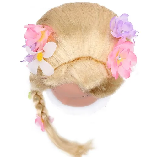 Miniatura 5 de STYLER Pelucas largas rubias Rapunzel para niños, disfraz de princesa, cosplay, cuento de hadas, pelucas trenzadas para Halloween, fiesta de Navidad