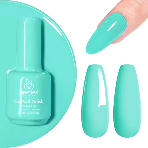 Miniatura 149 de Beetles - Esmalte de uñas de gel verde luminoso que brilla en la oscuridad, esmalte de uñas de gel que se absorbe con lámpara LED UV, arte de uñas