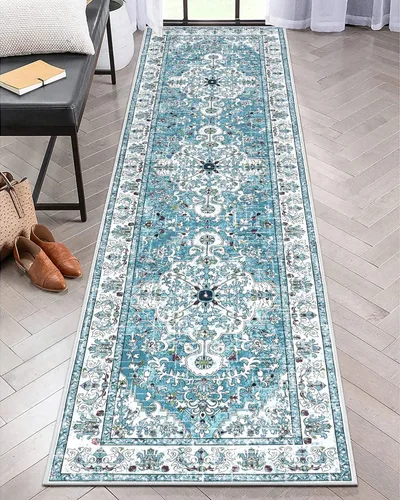 Miniatura 111 de U'Artlines Alfombra de Área Bohemia Lavable, 2x3 Pequeña Suave Antideslizante Vintage Felpudo para Puerta Frontal Interior Alfombra Verde