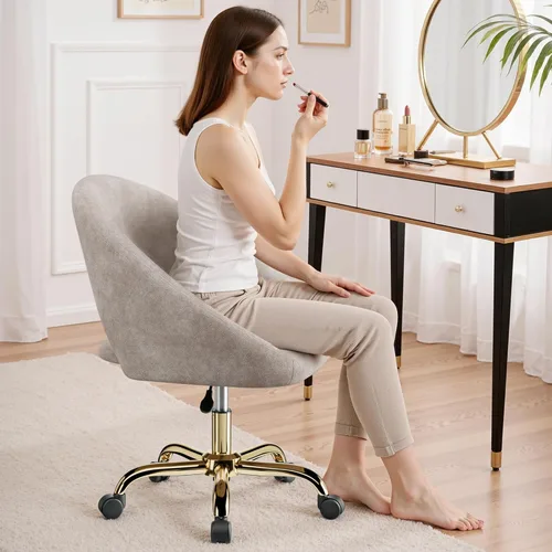 Miniatura 2 de Silla de tocador con ruedas, sillas de maquillaje modernas impermeables con respaldo de altura ajustable, cómodas y lindas sillas de escritorio