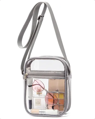 Miniatura 8 de Vorspack Bolso de PVC aprobado para estadios, bolsa cruzada transparente con bolsillo frontal para conciertos, deportes, festivales