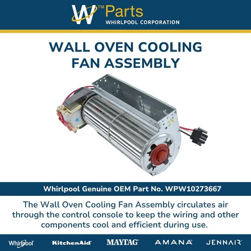 Miniatura 4 de Whirlpool WPW10273667 Pieza de repuesto de la asamblea del ventilador de enfriamiento del horno de la pared del OEM genuino