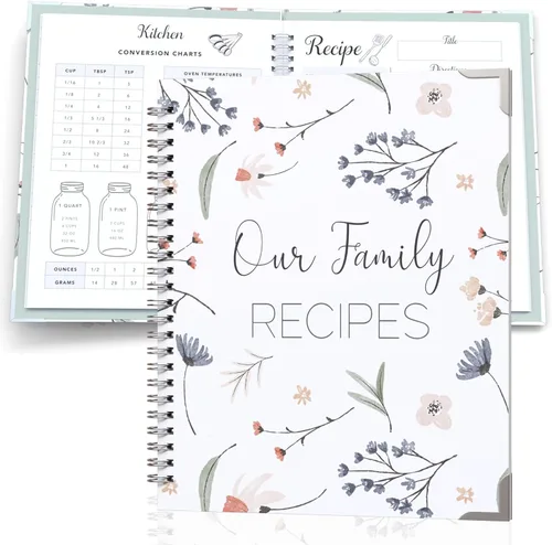 Miniatura 11 de Libros de recetas para escribir en tus propias recetas, paquete de 2 (limón y floral), diarios de recetas familiares para crear tus propios libros