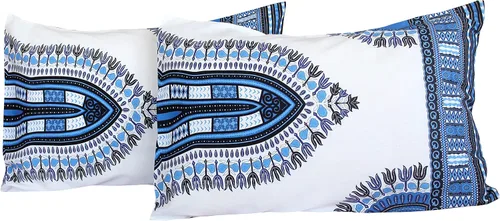 Miniatura 10 de RaanPahMuang Fundas de almohada en African Dashiki Art 100% algodón tejido Batik estampados, juego de 2 fundas, negro amarillo