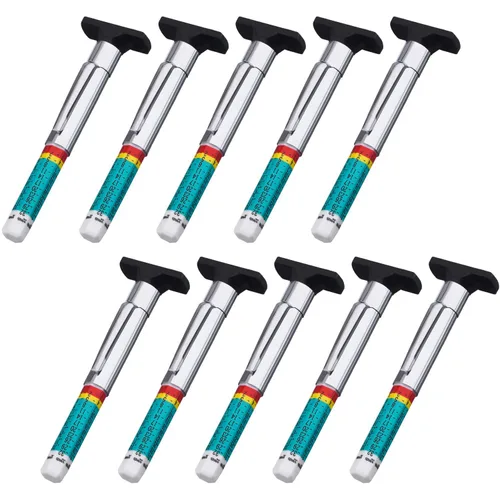 Pangda Paquete de 10 medidores de neumáticos inteligentes codificados por colores para neumáticos de profundidad de banda de rodadura de 1/32