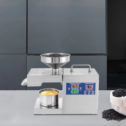 Miniatura 8 de Máquina de prensa de aceite de acero inoxidable, extractor de aceite de prensa fría y caliente con motor de 820 W, calefacción de 360°, capacidad