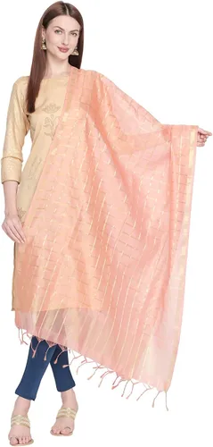 DUPATTA BAZAAR Dupatta de seda mezclada a cuadros para mujer.