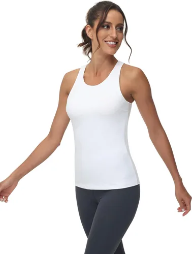 Miniatura 4 de Camiseta sin mangas de entrenamiento de cuello alto para mujer, brasier deportivo de cobertura completa con sujetadores de estante incorporado