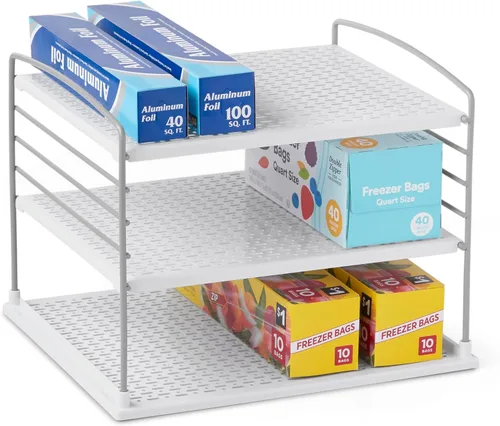 Miniatura 11 de YouCopia UpSpace - Organizador ajustable de cajas para envoltorios de papel de aluminio y almacenamiento de gabinetes de cocina, Original, Blanco