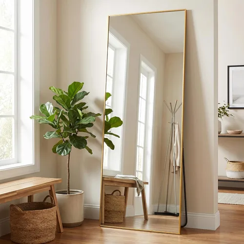 Miniatura 24 de BEAUTYPEAK - Espejo de longitud completa con soporte, de 56 pulgadas x 21 pulgadas, espejo de piso con marco fino de aleación de aluminio, espejos