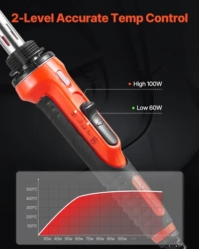 Miniatura 2 de VEVOR Kit de soldador de plástico, soldador de plástico de doble potencia de 60 W/100 W, con 3 puntas de soldadura y 20 varillas de soldadura