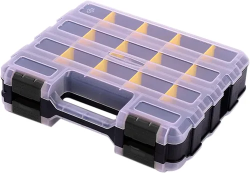 Organizador de Almacenamiento Caja de Herramientas, TONGQI Caja de Piezas Pequeñas de 34 Compartimentos de Doble Cara con Separadores de Plástico