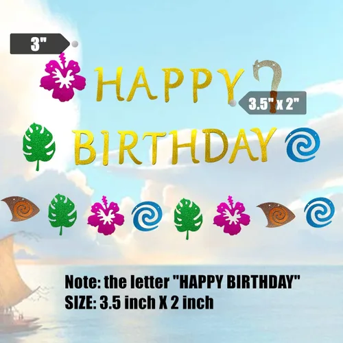 Miniatura 7 de JeVenis Mona - Decoración de cumpleaños de Hawaii, pancarta de cumpleaños de Luau, decoración de fiesta de cumpleaños hawaiano para fiesta de verano