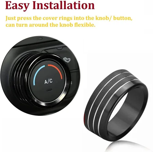 Miniatura 2 de Accesorios para Dodge Ram 2019 2020 2021 Cubierta de perilla de control interior AC/volumen/modo/AUTO/interruptor de navegación decoración botón