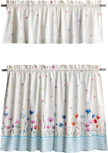 Miniatura 56 de Maison d' Hermine Juego de cortinas de cocina para ventanas, juego de cortinas de cocina 100% algodón, cenefas para el hogar [2 niveles