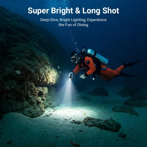 Miniatura 5 de Linterna de buceo de 873 pies de profundidad, linterna submarina para seguridad de buceo, luz de buceo, recargable IPX8 impermeable, 3 modos