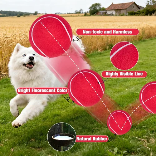 Miniatura 3 de EXPAWLORER Pelotas de tenis gigantes para perros – 2 pelotas interactivas de 9.5 pulgadas para entrenamiento en interiores y exteriores, juguetes