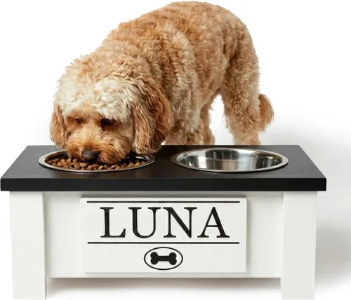 Miniatura 70 de GrooveThis Woodshop Soporte Personalizado de Cuenco Elevado para Perros de Tamaño Grande, Mediano, Pequeño y Extra Pequeño - Cuencos de Acero Negro