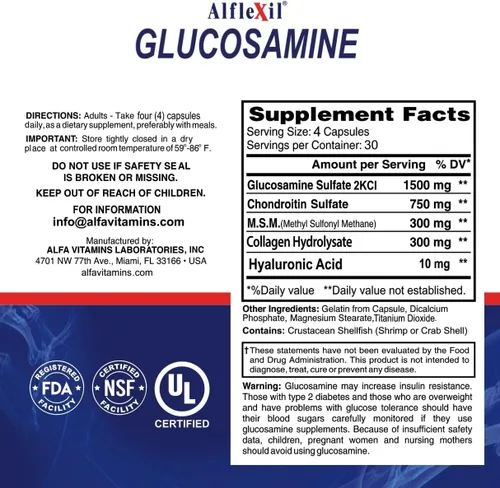Miniatura 4 de Suplemento nutricional de glucosamina y condroitina de alta calidad, soporte saludable para articulaciones, huesos y rodillas, rico en MSM y Cápsula