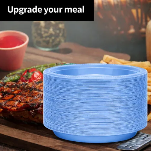 Miniatura 3 de Plato de plástico de color liso azul claro de alta calidad (9 pulgadas), 50 unidades, elegante y duradero, perfecto para fiestas, bodas y uso diario