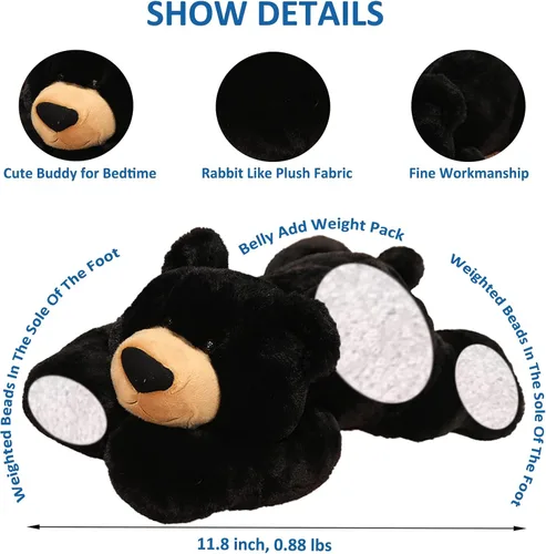 Miniatura 2 de Animales de peluche ponderados, juguete de oso de peluche ponderado lindo oso negro de peluche almohada de peluche ponderado juguete de animales