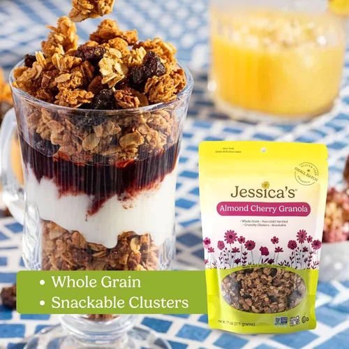 Miniatura 5 de Jessica's Natural Foods - Granola de cereza de almendras sin gluten hecha con cerezas secas de Michigan y almendras tostadas, sin OMG, sin sabores