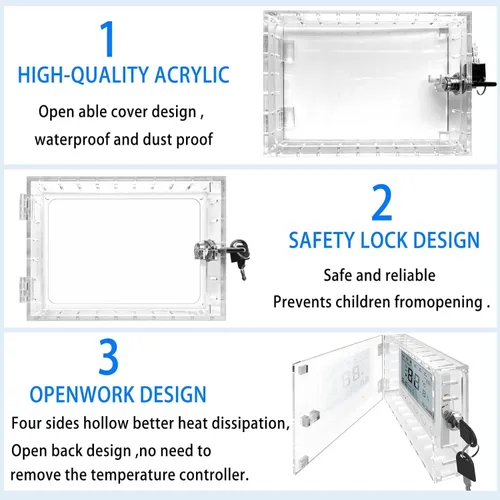 Miniatura 4 de Caja de bloqueo universal de termostato con llave, protector de termostato grande transparente para termostatos en pared, protector de termostato