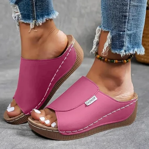 Miniatura 2 de Sandalias ortopédicas para mujer, con plataforma elegante, cómodas, ortopédicas, informales, para verano, con soporte de arco Rosa