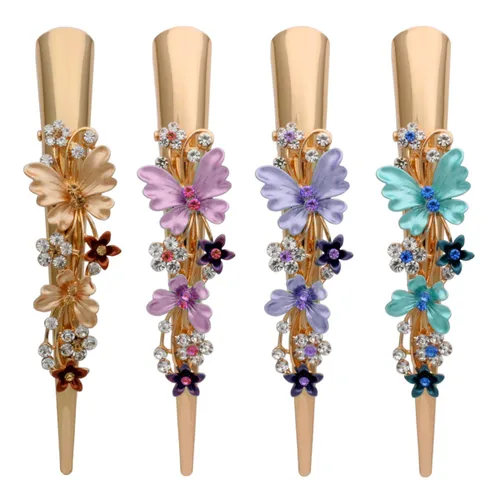 Miniatura 2 de Fashion & Lifestyle Juego de 4 pinzas de corte de cocodrilo grandes de aleación de metal para mujeres y niñas, horquillas para el cabello muy