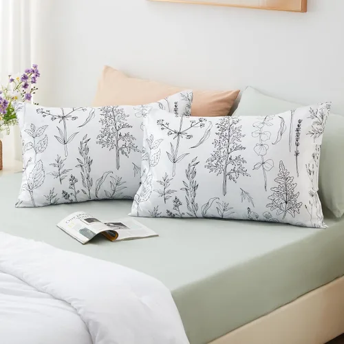 Miniatura 55 de EXQ Home - Funda de almohada de satén para cuidar el cabello y la piel, tamaño estándar, de seda con estampado negro, juego de 2 fundas con cierre