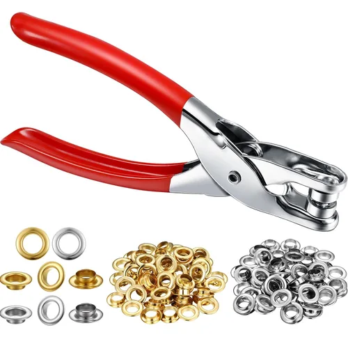 Mudder Kit de Herramientas de Alicates para Ojales y Arandelas de 301 Piezas, Alicates Perforadores de Ojales y Arandelas para Tela y Cuero con 300