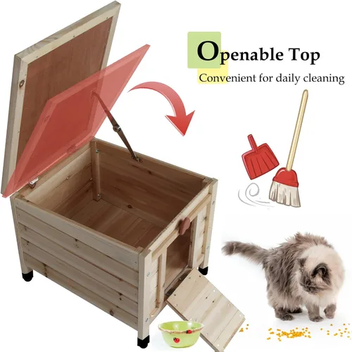 Miniatura 3 de Rockever Casa para gatos al aire libre, casas para gatos ferales, resistente a la intemperie, conejera pequeña, casa pequeña de madera para mascotas