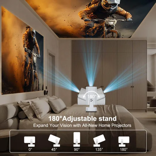 Miniatura 8 de [Enfoque automático y Keystone / 1080P nativo] Mini proyector con Wifi y Bluetooth 5.4, proyector portátil para películas al aire libre/dormitorio