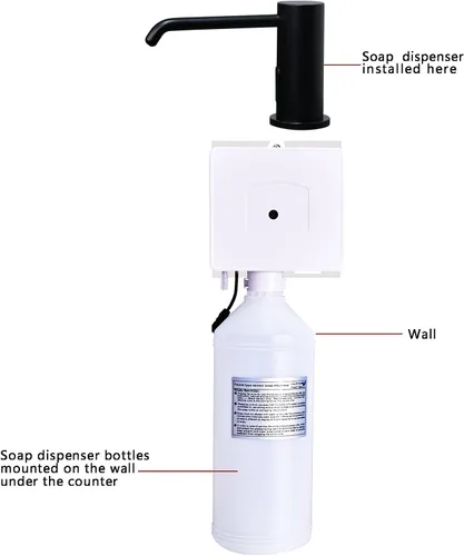 Miniatura 4 de Dispensador automático de jabón para fregadero de cocina, dispensador de jabón líquido integrado sin contacto negro mate con dispensador de jabón