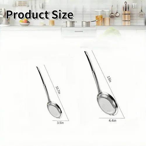 Miniatura 8 de Colador de acero inoxidable de malla fina, colador de malla de acero inoxidable, cuchara purificadora de aceite de cocina, filtro ultra fino