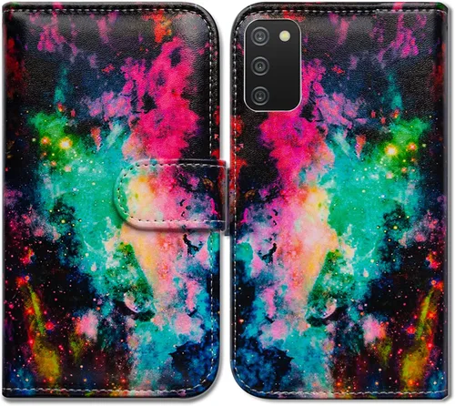 Miniatura 20 de Bcov Funda para Galaxy A03S, diseño de mariposas azules, flores, rosa, de cuero, con tapa para teléfono, con ranura para tarjetas, soporte