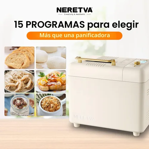 Miniatura 2 de Neretva Máquina para hacer pan, máquina para hacer pan 15 en 1 de 2.2 libras, máquina para hacer pan con doble calentador con dispensador automático
