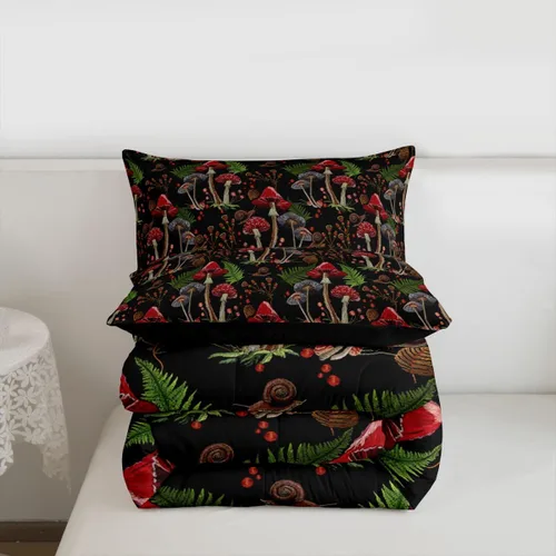 Miniatura 3 de Feelyou Lindo juego de edredón decorativo de hongos para niños, edredón de hongos de dibujos animados para niños y adolescentes, juego de ropa